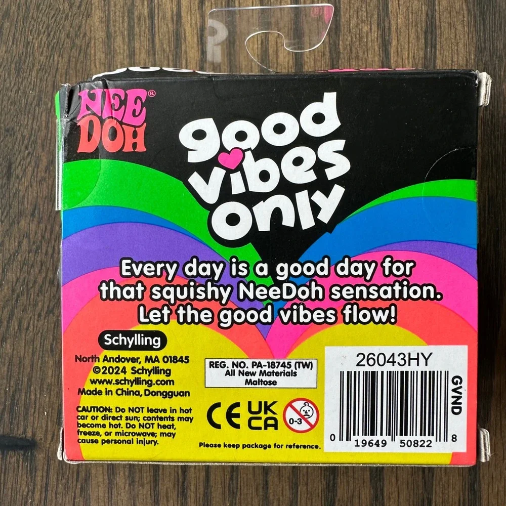 Schylling NeeDoh Love Yourself Heart Purple New NIB Good Vibes Only Squishy Toy